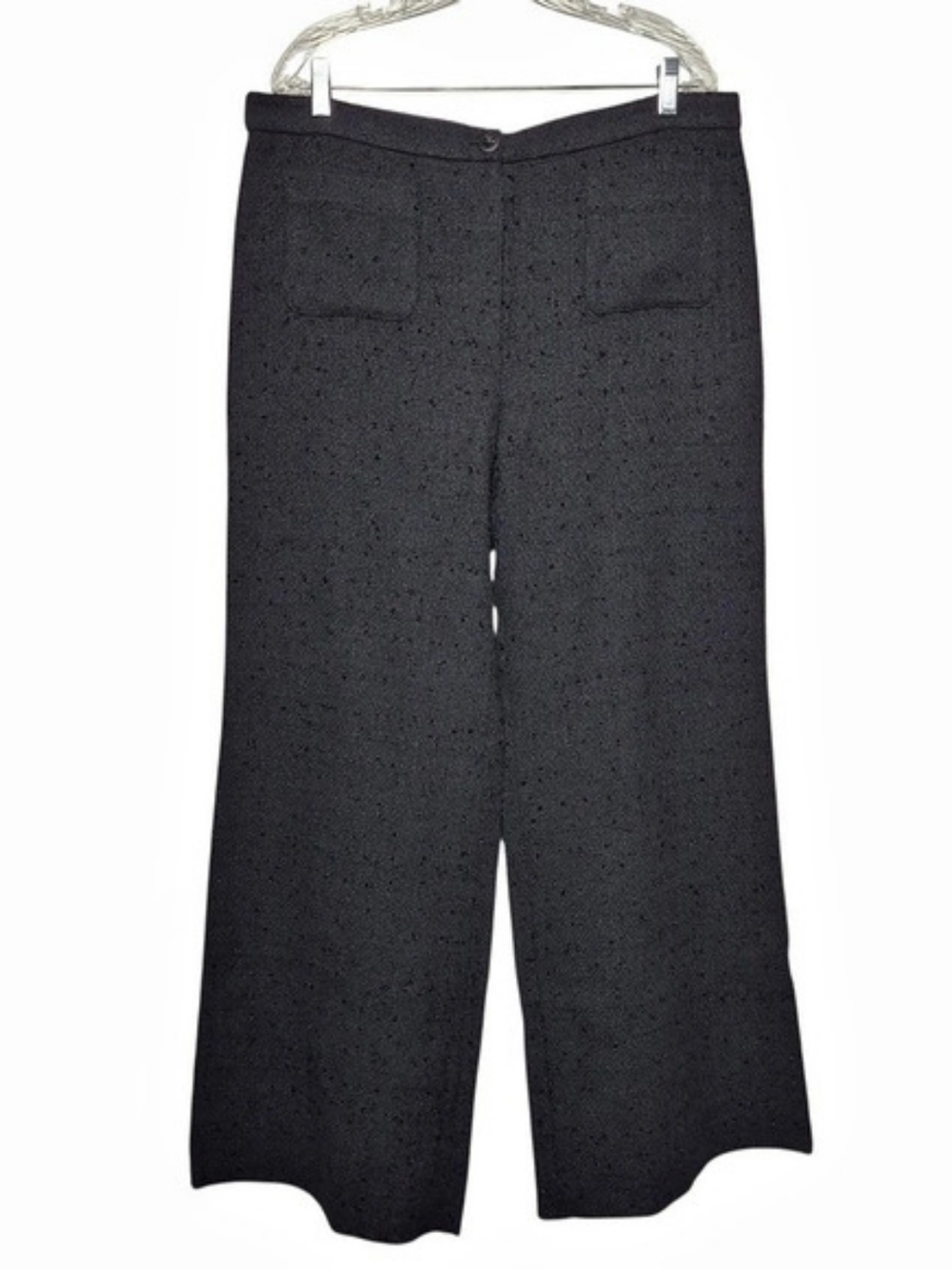 Chanel Uniform Wide Leg Wool Pants in Black Size 48
